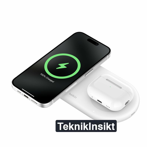 Belkin BoostCharge Pro 2-i-1 trådlös laddare med magnetisk Qi2 15 W - Vit